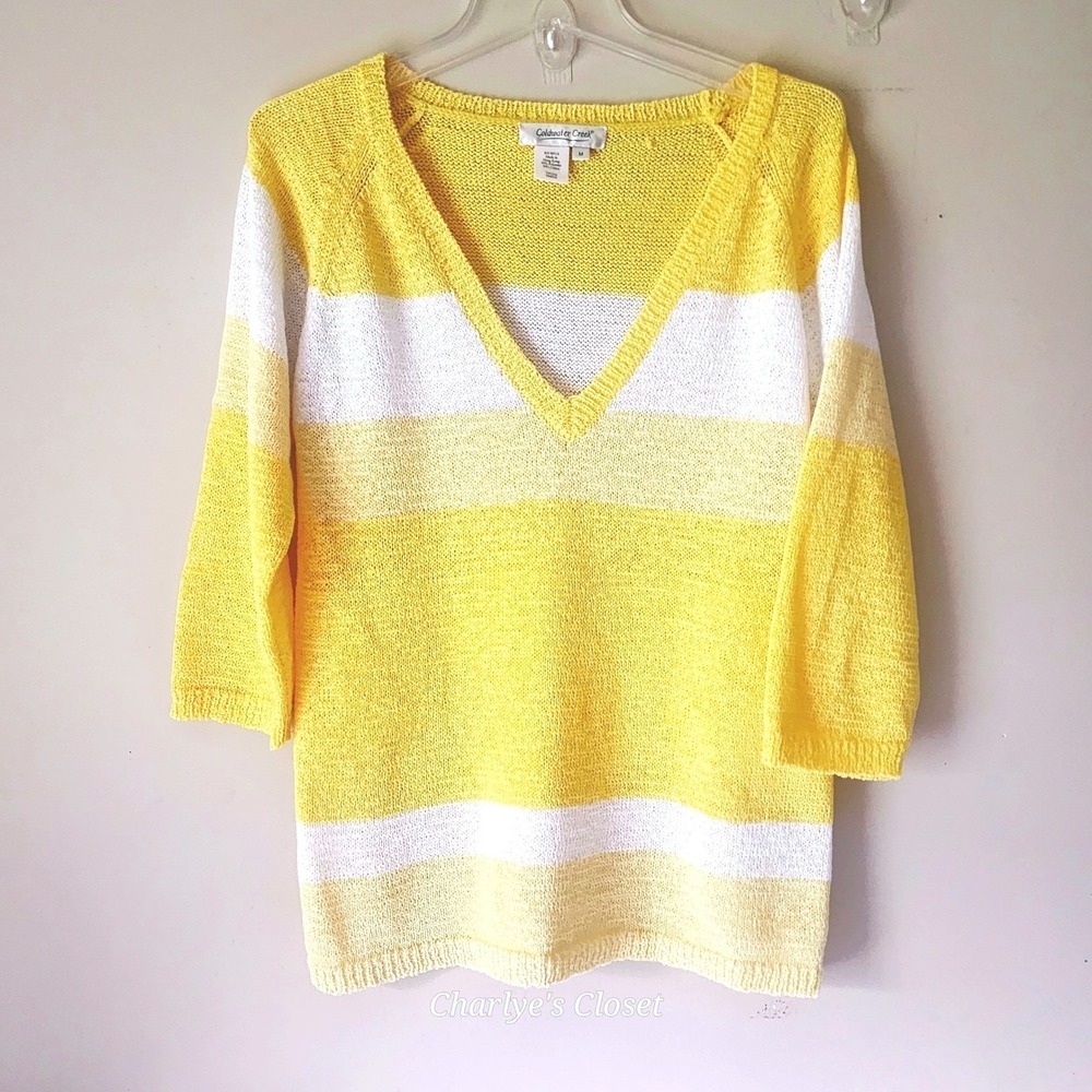 Yellow Lightweight Summer Knit Sweater M Classic Preppy Resort Cruise Casual